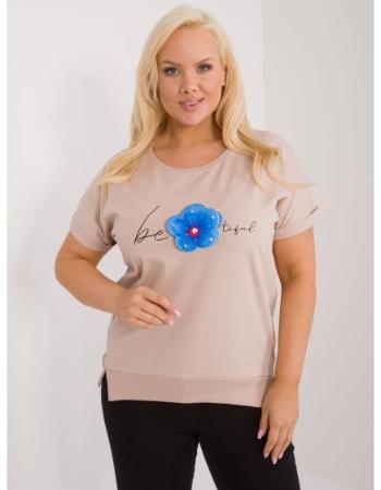 Dámská halenka plus size s květinami béžová  