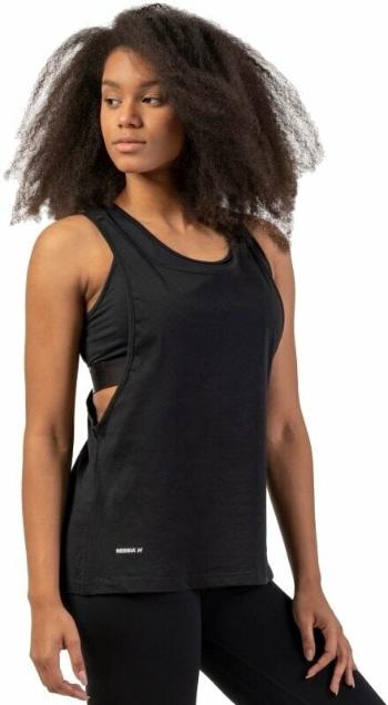 Nebbia Sleeveless Loose Cross Back Tank Top "Feeling Good" Black S Fitness tričko