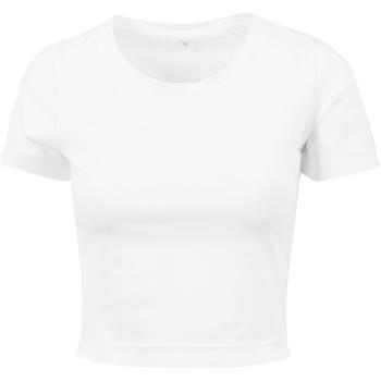 Build Your Brand Dámské crop top tričko s krátkým rukávem - Bílá | XXXXL