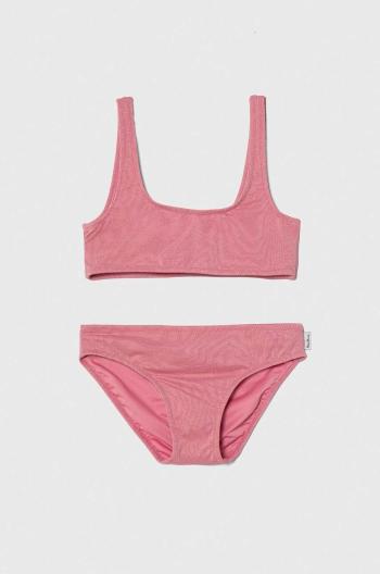 Dvoudílné dětské plavky Pepe Jeans LUREX SC BIKINI SET růžová barva