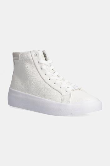 Kožené sneakers boty Calvin Klein VULC HIGH TOP LTH bílá barva, HW0HW02213