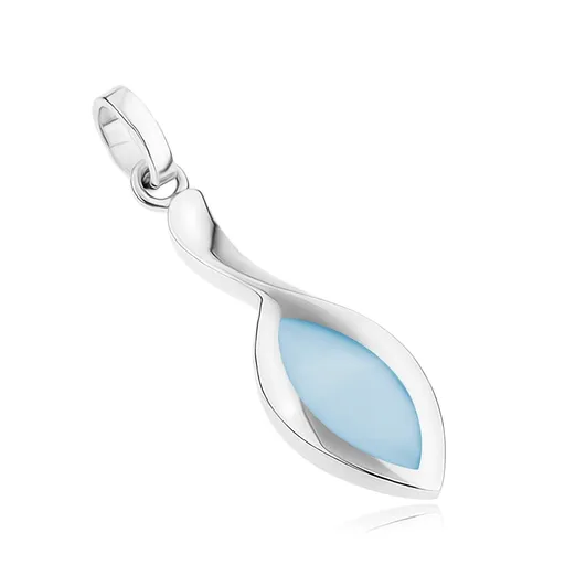 Stříbrný 925 přívěsek, prodloužená linie, zrnko s modrou perletí