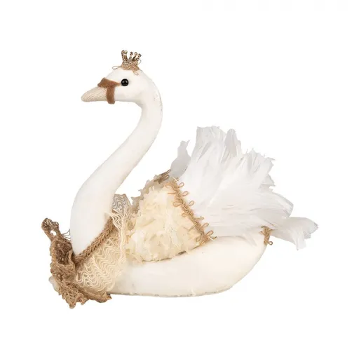 Bílá dekorace labuť Swan - 28*14*28 cm 65931