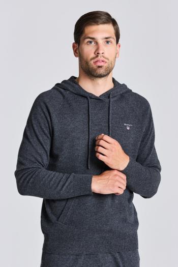 SVETR GANT D1. KNITTED HOODIE ANTRACIT MELANGE