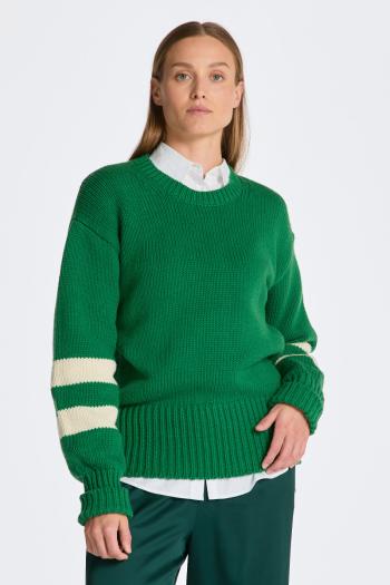 SVETR GANT BLOCK STRIPED C-NECK LAVISH GREEN