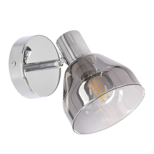 GRAZIA lampa kinkiet chromowy 1x40W E14 klosz dymiony