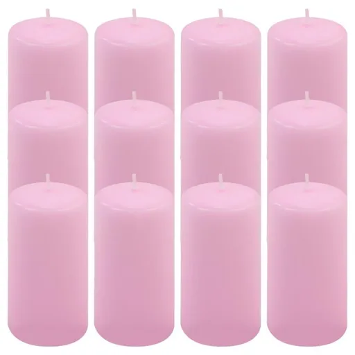 Růžová parafínová svíčka 11,5 cm, 30 h hoření, sada 12 ks
