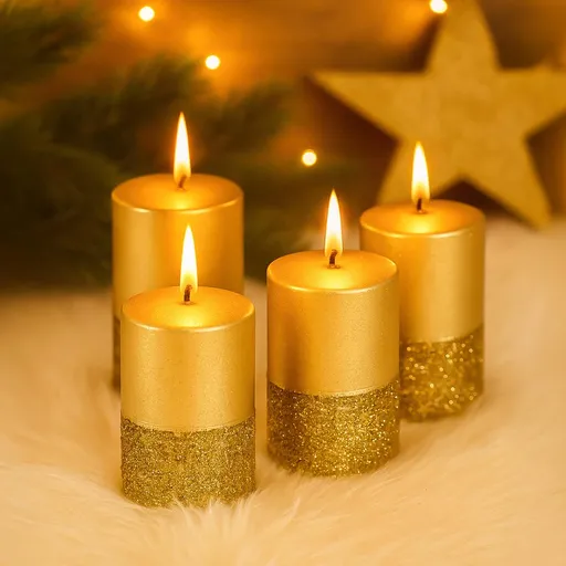 Weltbild Vosková svíčka, 4 ks, zlatá