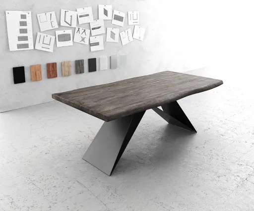 Jídelní stůl Edge 200x100 XL akácie platina podnož ve tvaru