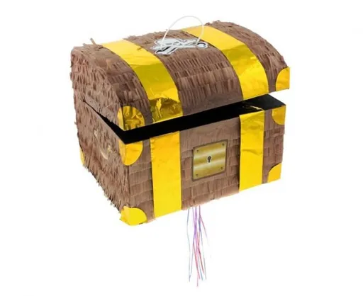 Piňata Truhla pokladů - pirát - 30 x 25 x 34 cm - tahací - GoDan