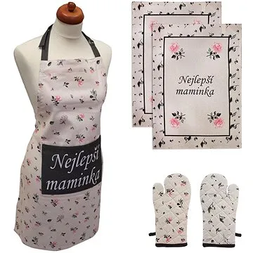 Home Elements Set Nejlepší maminka, zástěra, chňapka s magnetem, dvě utěrky (8595556472040)