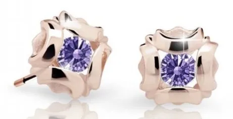 Cutie Jewellery Slušivé dětské náušnice z růžového zlata C2216-30-X-4 fialová