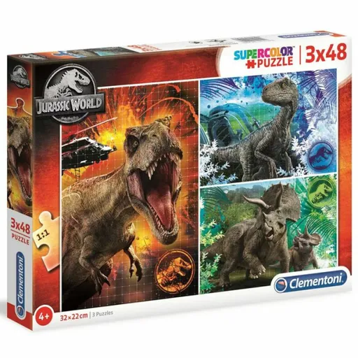 Clementoni Puzzle Supercolor - Jurský Park 3x48 dílků