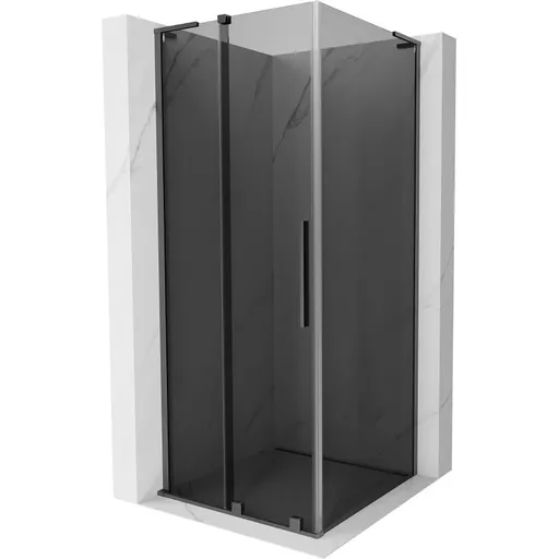 MEXEN/S Velar L sprchový kout, posuvné dveře 110 x 110, grafit, grafit metal 871-110-110-43-95