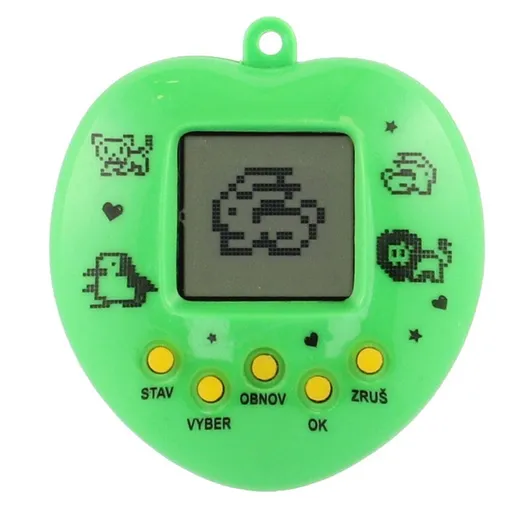Zvířátko Tamagochi elektronické přívěsek se šňůrkou se zvukem 5 x 6 cm zelená