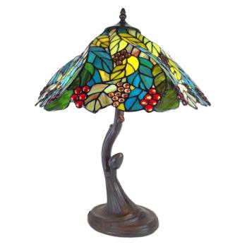 Zelená stolní lampa Tiffany s hroznovým vínem Tulie - Ø 41*58 cm E27/max 2*60W 5LL-6129