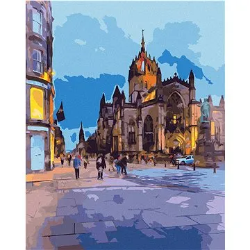Diamondi - Diamantové malování - POHLED NA KATEDRÁLU ST. GILES V EDINBURGHU, 40x50 cm, bez rámu a be (606910A)