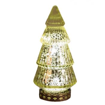 Zelený skleněný dekorační svítící stromek LED Tree - Ø 8*16 cm 6GL4602