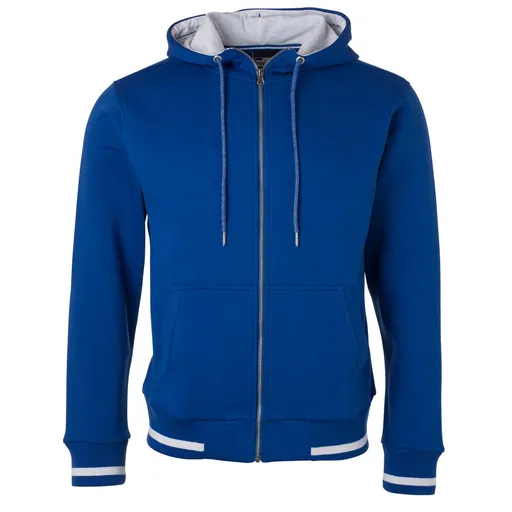 James & Nicholson (Daiber) Pánská mikina na zip s kapucí Club JN776 - Královská modrá / bílá | L