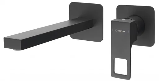 SAPHO FORATA podomítková umyvadlová baterie, délka hubice 21,5cm, černá mat FT118/15