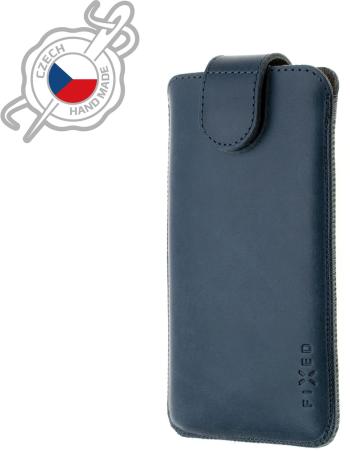 Mobiltelefon tok FIXED Posh 4XL+ kék valódi marhabőr tok