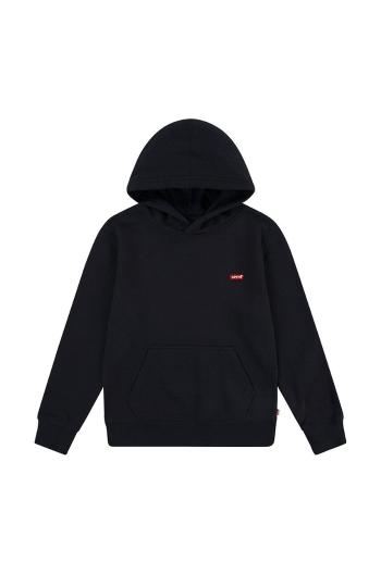 Dětská mikina Levi's MINI BATWING HOODIE černá barva, s kapucí, hladká, 8EL452