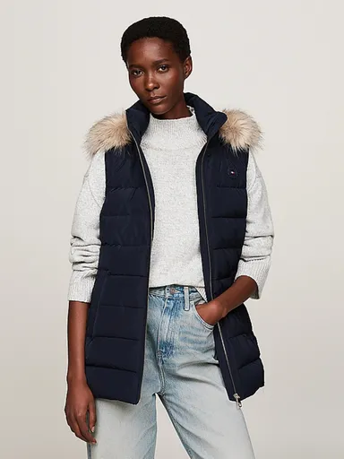 Tommy Hilfiger dámská tmavě modrá péřová vesta WW0WW43634 XS