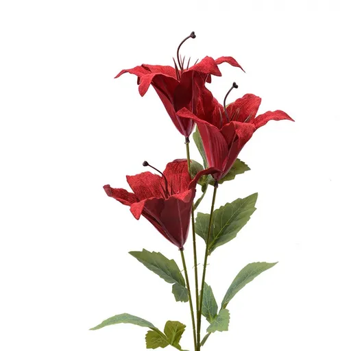 Dekorační umělá květina červená lilie - 15*10*72 cm Clayre & Eef