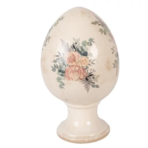 Krémová antik keramická dekorace dýně Melun gold L - Ø 18*17 cm Chic Antique