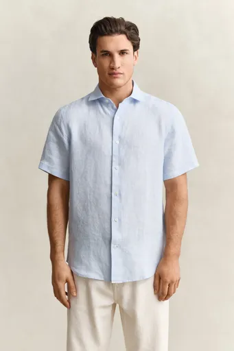 KOŠILE GANT REG LINEN SS SHIRT SKY BLUE