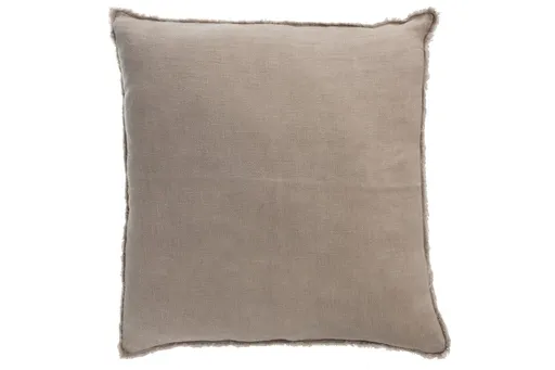 Taupe opraný lněný polštář s třásněmi Stonewashed - 45*10*45 cm 83342