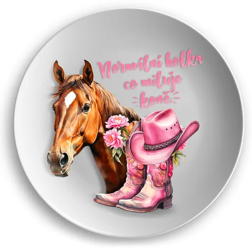 Talíř Holka, co miluje koně