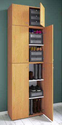 VCM Botník Lona XXL s otočnými dvířky s nástavcem, buk