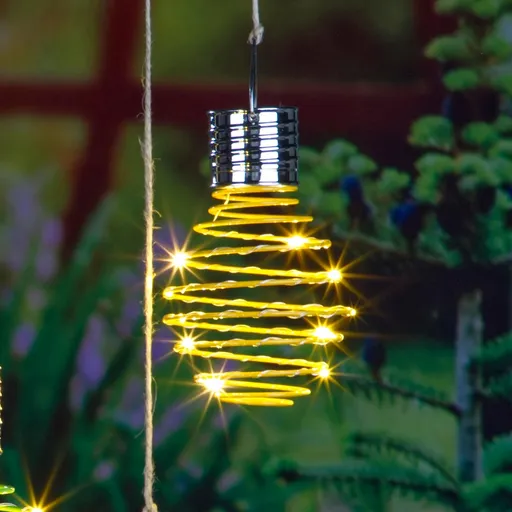 Haushalt international Solární závěsné světlo Spirála, Ø 9 cm, žluté