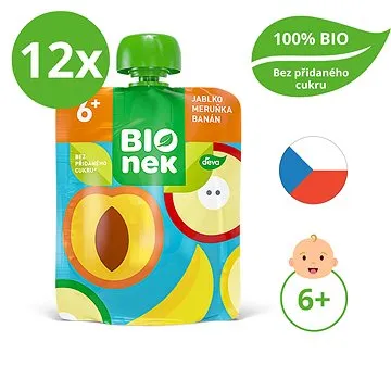 BIOnek BIO jablko, meruňka a banán 12× 90 g (8591119905093)