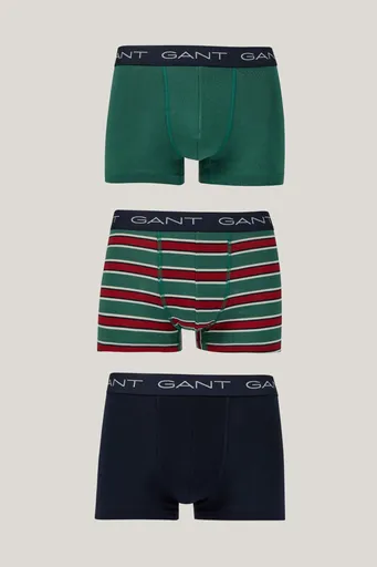SPODNÍ PRÁDLO GANT RUGGER STRIPE TRUNK 3-PACK GB WOODY GREEN