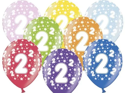 Silné Balónky 30 cm metalické mix - Birthday No.2 - PartyDeco