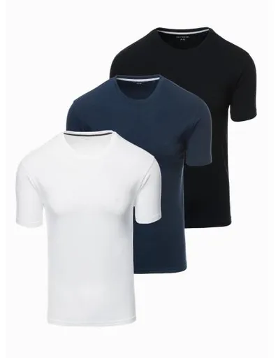 Pánská bavlněná trička BASIC s kulatým výstřihem - černá/bílá/tmavě modrá V1 OM-TSBS-0232