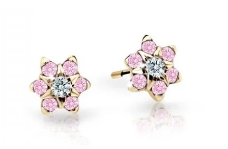 Cutie Jewellery Půvabné dětské náušnice ze žlutého zlata C2152-30-X-1 růžová