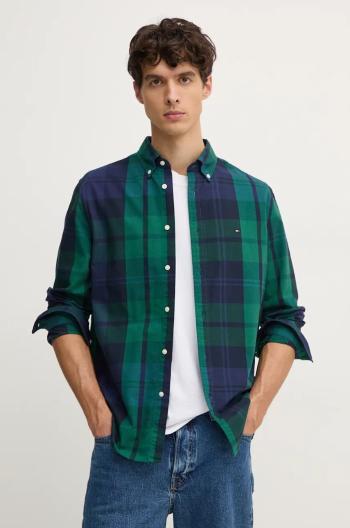 Bavlněná košile Tommy Hilfiger zelená barva, regular, s límečkem button-down, MW0MW37351