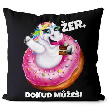 Polštář Žer dokud můžeš – jednorožec (Velikost: 55 x 55 cm)