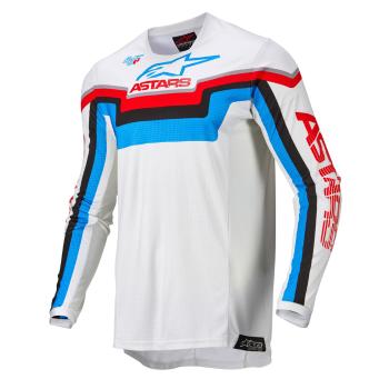 Motokrosový dres Alpinestars Techstar Quadro bílá/modrá neon/červená  M