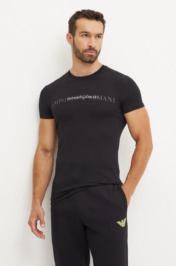 Tričko Emporio Armani Underwear černá barva, s potiskem, 111035 4F729