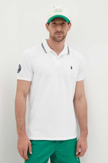 Bavlněné polo tričko Polo Ralph Lauren bílá barva, s aplikací, 710918851