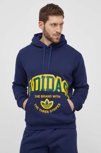 Mikina adidas Originals pánská, tmavomodrá barva, s kapucí, s potiskem, IS0235