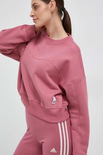 Mikina adidas dámská, růžová barva, hladká