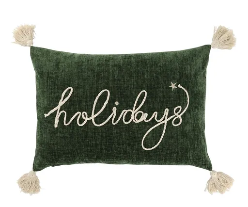 Zelený sametový povlak na polštář se střapci Aix Holidays - 50*35 cm 16110721