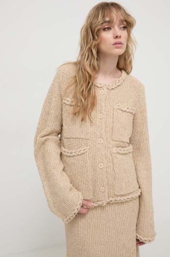 Cardigan s lněnou směsí By Malene Birger béžová barva