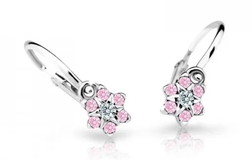 Cutie Jewellery Půvabné dětské náušnice z bílého zlata C2152-10-X-2 růžová