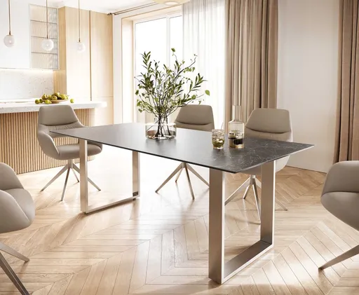 Jídelní stůl Edge 200x100 cm keramika Laminam® Nero Greco šedá